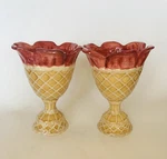 Tracy Porter The Alouette Collection Set Of 2 Ice Cream Dish Rose/brown. Fixed Price $20.00.
