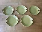Crate & Barrel Set 5 Asian Noodle Bowls Kai Citrus Green Ceramic Appetizer Plate. Fixed Price $15.95.