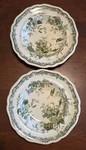 Fruit & Flowers Green Transferware Soup Bowls John Meir 19TH Century. Fixed Price $79.00.