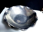 Hand Forged Wrought Aluminum Large 13" Salad Serving Bowl Engraved Shrimp Motif. Fixed Price $19.99.