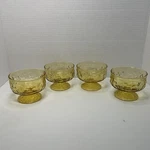 Vtg Anchor Hocking Milano Lido Honey Gold Amber Crinkle Glass Sherbet Bowls QTY4. Fixed Price $24.99.