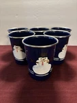 Golden Rabbit Winter Christmas Snowman Enamel Cups Set Of 6 4 1/2 Tall. Fixed Price $30.00.