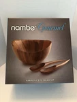 Nambe Gourmet Collection Harmony 3 Piece Acacia Wood Salad Bowl & Servers, Brown. Fixed Price $55.00.