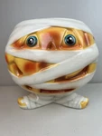 Halloween Candy Bowl Mummy Pumpkin Large Footed Holds 3.75LB Ceramic Cool!. Fixed Price $23.07.