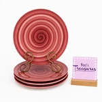 Citrus Grove Swirl C8G5 Dark Pink Hand Paint Stoneware Dinner Plates Set 4. Fixed Price $37.39.