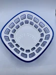Mcm 1960 Guzzini Blue & White Lattice Bread Basket Bowl Lucite Italy 9.5" Sq.. Fixed Price $17.99.