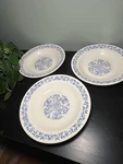 Oxford 5840 Blue Floral Rimmed Soup Bowls Set Of 3. Fixed Price $22.00.
