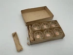 Bohemia Czechoslovakia Glass Salt Cellar Bowl Set 6 Spoons New Original Box. Fixed Price $19.99.