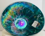 Yalos Murano Iridescent Teal Art Glass Bowl Made In Italy Collectible Home. Fixed Price $385.00.