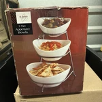 B. Smith 3-TIER Appetizer Porcelain Bowls And Rack Nib. Fixed Price $17.99.