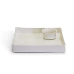 Twos Company Basketweave Serving Platter And Bowl Set White Stoneware Large. Fixed Price $61.99.