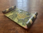 Green Grape Motif French Pottery Plate Partial Glazed Earthenware Scroll Edge. Fixed Price $35.00.