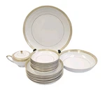 Mikasa Bristol Chop Plate, Vegetable Bowl, Soup Bowls, Fruit #8303 Gold. Fixed Price $69.95.
