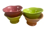 Crate & Barrel Ice Cream Pedestal Bowls Set Of 4 Yellow Coral Tangerine Lime. Fixed Price $30.00.