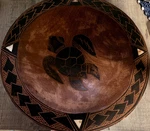 Handmade Wooden Pacific Islands Bowl With Turtle Design Traditional PATTERN9X4. Fixed Price $250.00.