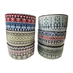 Set Of 6 Stoneware Bowls Geometric Pattern Signature Housewares. Fixed Price $48.00.