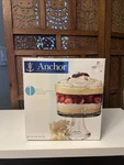 Anchor Hocking Large Trifle Clear Footed Glass Salad Dessert Bowl 2006 Usa Made. Fixed Price $48.00.