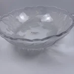Home Beautiful Japan Clear Glass Bowl Etched Floral Design Scalloped Edges. Fixed Price $19.00.
