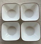 Corelle Discontinued Twilight Grove Set Of Four - 6" Soup/cereal Bowls Brown Rim. Fixed Price $14.99.
