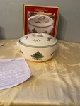 Spode Christmas Tree Round Covered Deep Dish Casserole England 2 Qt. New In Box. Fixed Price $63.95.