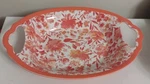 Pioneer Woman Painterly Floral 2 Handle Serving Bowl 16 Oval Melamine Coral. Fixed Price $13.00.