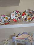 3 Mackenzie Childs Enameled Flower Market Breakfast Bowls White Floral 7.75". Fixed Price $75.00.