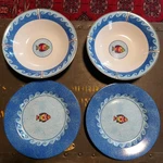 Sango Pisces Sue Zipkin 4896 Blue Fish Plates And Bowls 4PC Set Coastal Zidiac. Fixed Price $22.00.