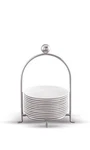 12 Pampered Chef Simple Additions Appetizer Plates 2068 & Silver Caddy 2067. Fixed Price $99.98.