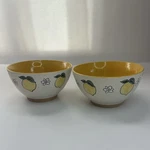 Spectrum Designz Lemon Bloom Set Of 2 Cereal Bowls 6 Ivory Yellow Stoneware. Fixed Price $34.95.