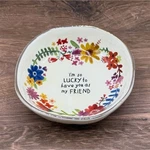 Natural Life Ceramic Floral Round Trinket Bowl 3 Multicolor "i'm So Lucky" Boho. Fixed Price $14.00.