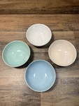 Canvas Home Shell Bisque Cereal Bowls Set Of 4 Multicolor Pastel 6" Round. Fixed Price $30.00.