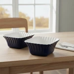 Crate&barrel Serving Bowls Set 2PC Square Ceramic Indigo White 6.5IN Hanover. Fixed Price $14.45.