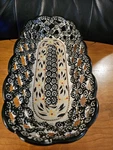 Temptations By Tara Bread Basket Ceramic Lattice Old World Black Oven Safe 15". Fixed Price $24.99.