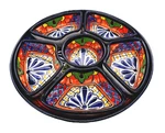 Talavera Pottery Salsa Bowl Divided Tray Mexican Botanero Ceramic Blue Red. Fixed Price $89.00.