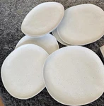 (7)WEST Elm Melamine Serveware 10.5 Plate Organic Stone White Blue Speckles. Fixed Price $114.99.
