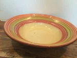 Pier 1 Big Terracota Hand Made Portugal Via Rim Serving Pasta Bowl Color Bands. Fixed Price $40.99.