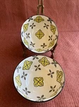 Signature Housewares Inc 5 Bowl Hand Painted Print 10-2 Beige Black Rim Yellow. Fixed Price $6.00.