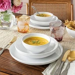 Over And Back 12PC White Porcelain Dinnerware Set Service For 4 Plates Bowls. Fixed Price $69.99.