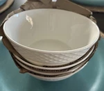 Set 4 Mikasa Trellis Cereal Soup Bowls White Bone China High Quality New 6. Fixed Price $54.99.