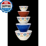 Abode Homewares Rio Medallion 5-PC Melamine Mixing Bowl Set W/lids. Fixed Price $63.46.
