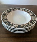 Set Of 4 Sango Savoy 8802 Royal Majestic Black Tan Stoneware Soup Bowls. Fixed Price $25.00.