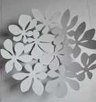 Ikea 1999 Stockholm White Metal Floral Bowl Monika Mulder 17" Nice. Fixed Price $22.50.