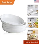Yhy Pasta Bowls Set Of 4, 22 Oz Ceramic Salad Plates, 7.8 Inch Wide Shallow P.... Fixed Price $51.99.