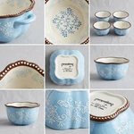 Temptations By Tara Blue Floral Lase Ceramic Square Bowl 16OZ. Fixed Price $24.00.