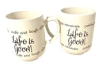 Royal Norfolk Life Is Good Mugs 4.5 Inch Black And White Set Of Two Double Sided. Fixed Price $15.40.