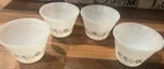 Set Of 4 Vintage Termocrisa Dynaware Custard Cups Milk Glass Brown Daisy Flower. Fixed Price $15.00.
