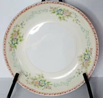 National China Red Scroll Edge Floral Cream Coupe Soup Bowl Set Of 5. Fixed Price $28.00.