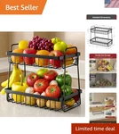 Fruit Basket For Kitchen Counter 2-TIER Bowl With Removable Banana Ha.... Fixed Price $26.97.