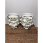 Lot Of 6 Hutschenreuther Medley Alfabia Lemon Soup Bowls Lion Head Handles. Fixed Price $149.00.