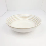 Euro Ceramica Beachfront Bowls 7 3/4" Soup Cereal Tan & Gray Spiral Trim. Fixed Price $6.99.